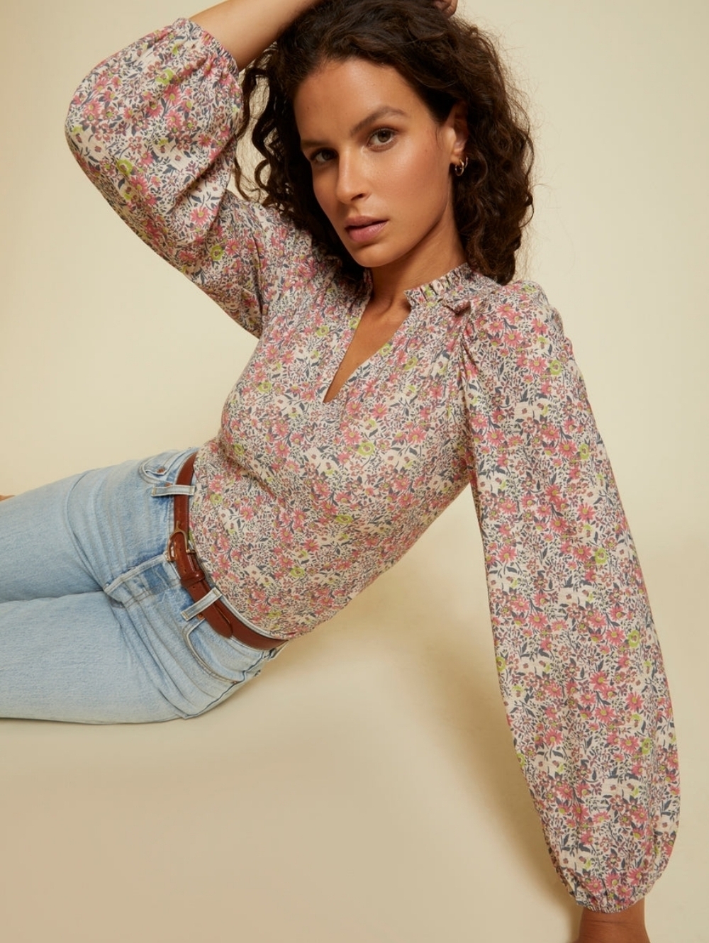 Nation LTD Superbloom Claudine Yoked Tee XL